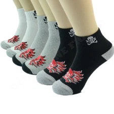 Skull 12 Pairs For Mens Ankle Quarter Crew Sport Socks Cotton Low Cut Size 10-13