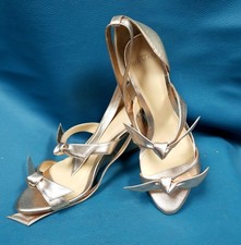 Alexandre Birman Metallic Gold Lolita Bow Tie Wedge Sandals Sz 37 Us Sz 6.5-7