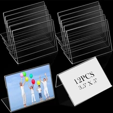 Teling 12 Pcs 3.5 x 5 Inch Acrylic Picture Frame Slant Back Photo transparent 