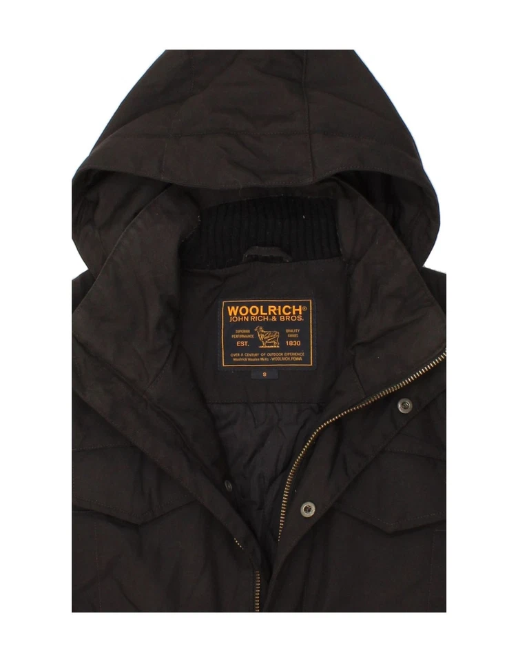 WOOLRICH Mens Hooded Windbreaker Jacket UK 36 Small Black Nylon BM01 - Image 4 of 4