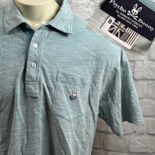 Psycho Bunny Chambray Blue Polo Shirt Size 8 2XL Pima Cotton Robert Godley