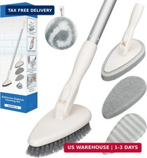 Qaestfy 4-in-1 Tub and Tile Shower Scrubber, 51'' Bathtub Cleaning Brush with Lo