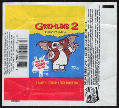 1990 Topps Gremlins II 2 Opened Wax Pack Wrapper DD100
