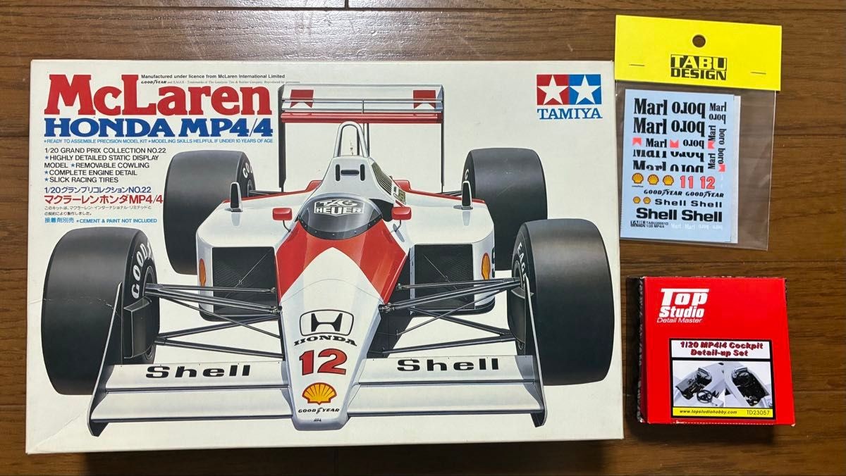 Tamiya 1/20 McLaren Honda MP4/4 F1 Model Kit w/ Tabu Decal Studio Set Rare