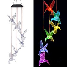 Solar Hummingbird Wind Chimes Outdoor-Waterproof Powered