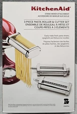 KITCHENAID KSMPRA MIXER ATTACHMENT 3-PIECE PASTA ROLLER & CUTTER SET- BRAND NEW