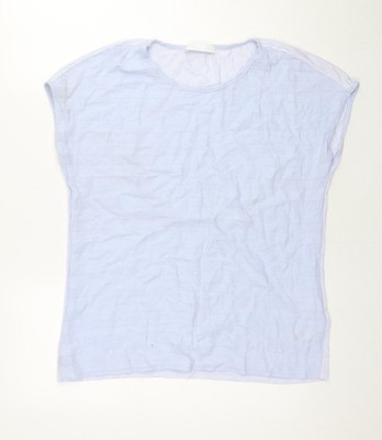 Per Una Damen blau gestreift Viskose Basic T-Shirt Größe 12 Rundhalsausschnitt