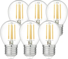 - Confezione Da 6 Lampadine LED a Filamento Sferico, Attacco E27, Luce Calda (27