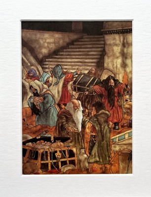 THE HOBBIT Vintage Mounted Print - Tolkien - LOTR - Middle Earth - Michael Hague