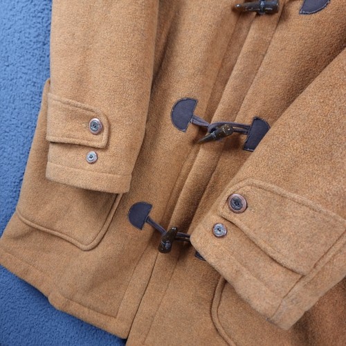Vintage EXIGO Duffle Coat Mens 2XL Brown Wool Toggle Hooded Long Jacket Italy - Picture 4 of 14