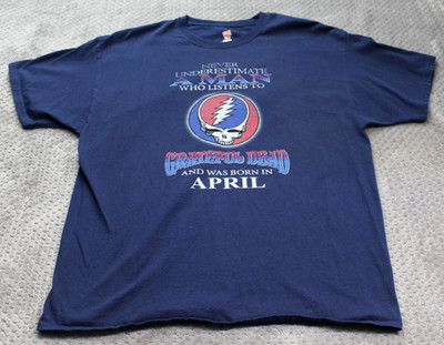 Grateful Dead Shirt Mens XL Navy Blue Steal Your Face Graphic Band Rock April