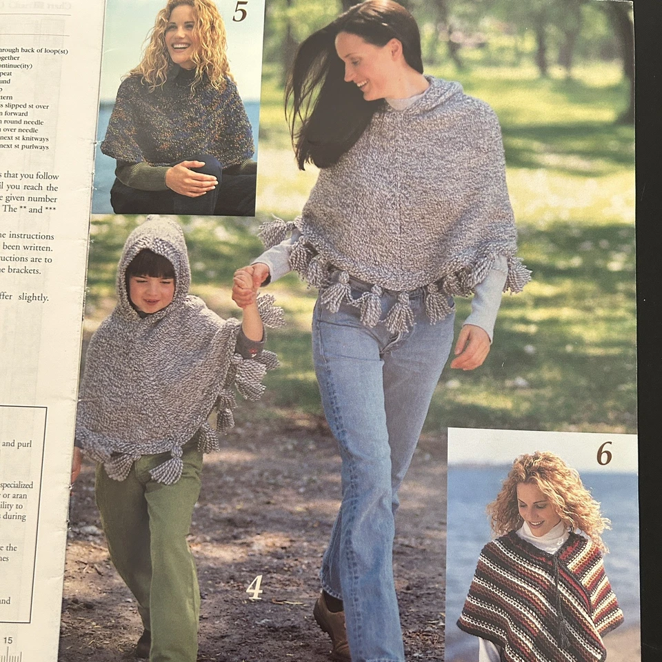 PATONS Wrap it Up FALL Poncho Shawls to Knit Knitting Pattern Booklet #942 - Image 4 of 4