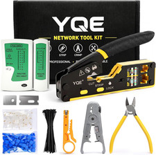RJ45 Crimp Tool Kit with Carrying Case, Cable Tester, 50 Connectors