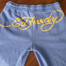 Ed Hardy Light Blue Tiger Lotus Flower Tattoo Y2K Style Flare Sweatpants M