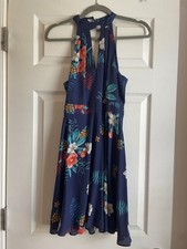 Express Women’s Navy Blue Floral Halter Dress Size 0