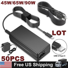 LOT 50PCS USB C 45W/65W/90W Adapter Charger For Laptop Dell Acer HP ASUS Lenovo