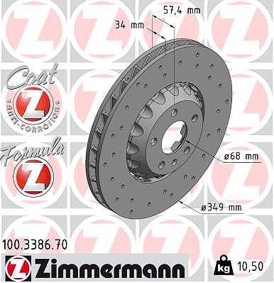 2x ZIMMERMANN Bremsscheibe Vorderachse für AUDI