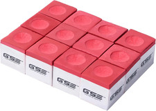 GSE 12-Pack Billiard Pool Cue Chalks for Home/Tournament Use, Red  Low Dust, An