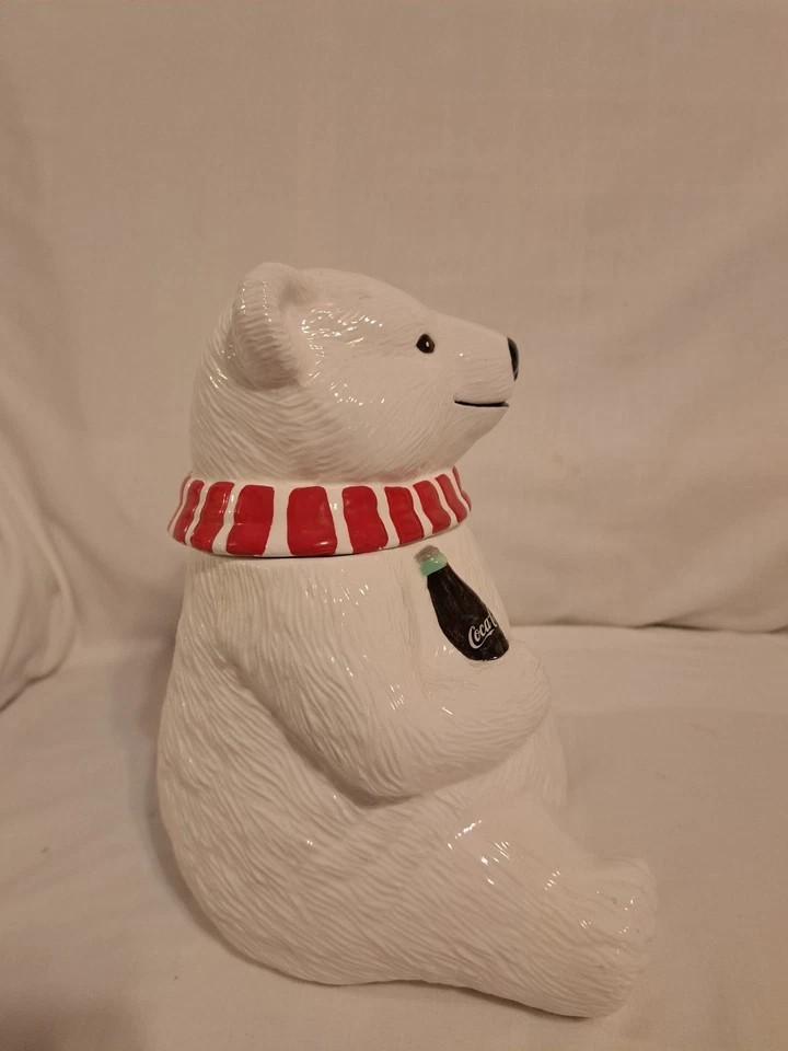 "Tarro de galletas de cerámica de oso polar siempre genial marca Coca Cola 1994 10"" sin caja" Foto 2 de 4