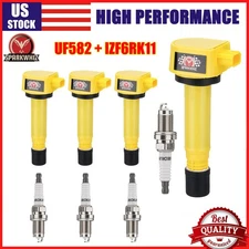 4Pack UF582 Ignition Coils + Iridium Spark Plug For Honda Civic 1.8 L4 2006-2011