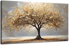 Large Gold Tree of Life Canvas Wall Art Retro Abstract Tree Decor painting Pi...