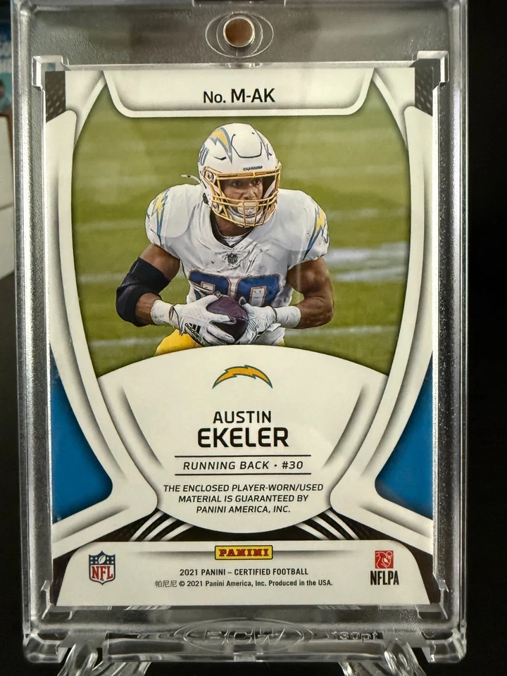 Austin Ekeler 2021 Panini Certified Patch /50 Chargers 2 color patch M-AK - Image 2 of 2