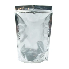 100 Large ( 8" x 12" x 4" 48oz* ) White Foil Stand Up Zip Lock Bags Pouches 