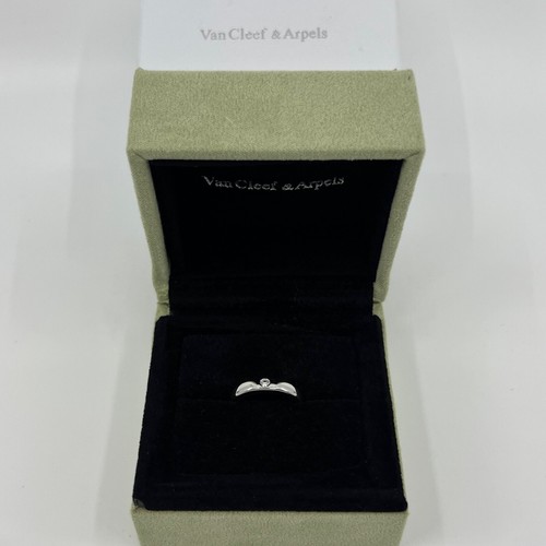 Vintage Van Cleef & Arpels NY Natural Diamond Platinum Solitaire Band Ring 49 - Picture 2 of 11