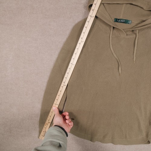 Maglione donna Lauren Ralph Lauren LRL grande con cappuccio maglia waffle verde pullover - Foto 12 di 21