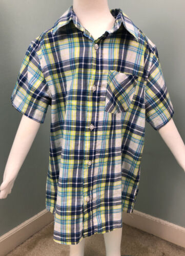 NWT The Children's Place Boys' S/S Plaid Button Down Shirt Sz Small 5/6
