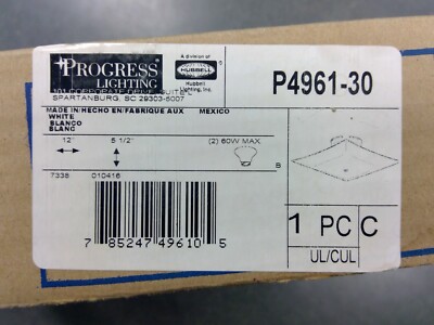 Progress Lighting P4961-30 60W 12'' Square Glass Light Fixture **Free Shipping**