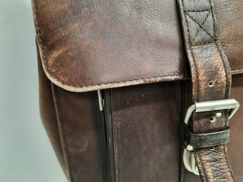 Pelle Studio getragene Leder Laptoptasche Aktentasche braun Henkelriemen Herren - Bild 10 von 14