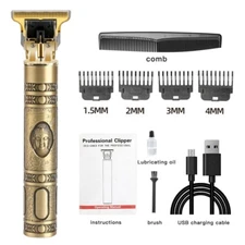 Cordless Trimmer Men Hair Clipper USB Rechargeable with 4 Guide Combs