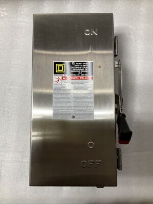 H321DS Square D 30 Amp 240V 3 Pole Fusible Stainless Steel Disconnect Switch New