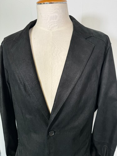 Danier Carbon Black Luxurious Leather Blazer Coat Jacket Men's Sz XL - Picture 6 of 21