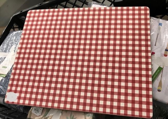 Pottery Barn Set 4 Gingham Check Corkmat Red Placemat Cork Mats