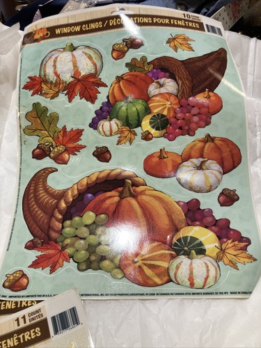 VINTAGE Window Clings Thanksgiving/Fall Pumpkin Decorations Lot Of 7  Brand New - Picture 18 of 24