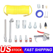 20pc Air Compressor Accessory Kit 25Ft Recoil Hose Gun Nozzles Set 1/4" NPT USA