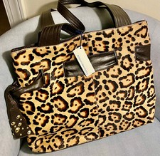 Roberta Gandolfi Leopard Real Fur & Leather Tote Bag Retail $395