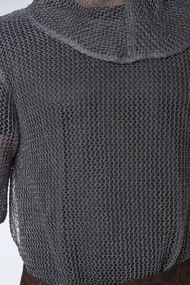 Túnica y capucha de cota de malla tejida metálica renacentista medieval disfraz para adulto Foto 2 de 4