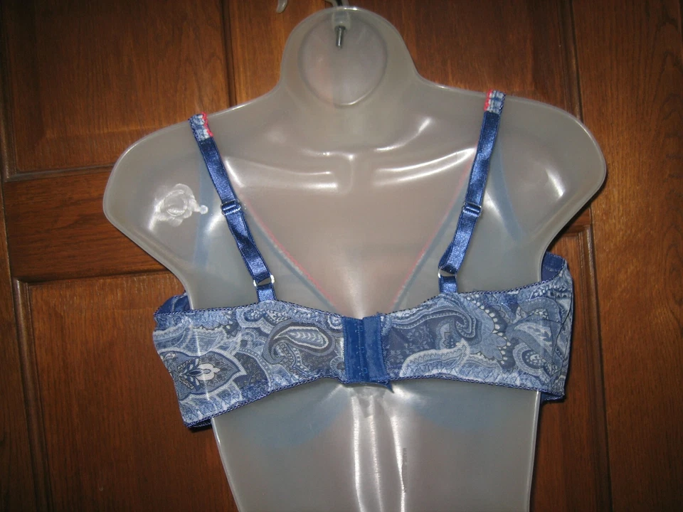Sujetador con aros estampado cachemir azul insecto de moda - talla 42DD Foto 2 de 2