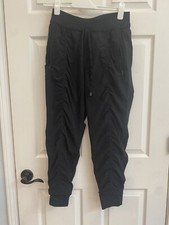 Athleta Black Attitude Lined Pant II Ruched Shirred Athletic Semi Fitted Joggers