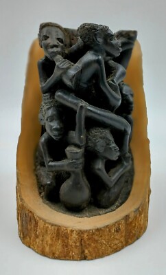 AFRICAN MAKONDE TREE OF LIFE FAMILY CARVING SCULPTURE KENYA BLACKWOOD