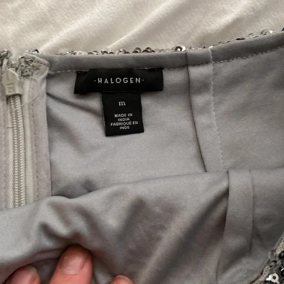 Halogen silver sequin knee length midi skirt Size… - image 2