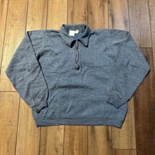 Vintage 70s Quarter Zip Sweatshirt Men's Small Blue Orange Acrylic