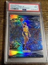 BRONNY JAMES JR 2024-25 Panini Prizm Fireworks Silver Refractor #14 RC PSA 9