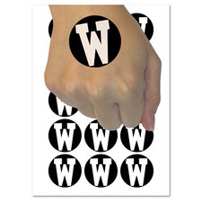 Letter W Uppercase Fun Bold Font Temporary Tattoo Water Resistant Body Art Set
