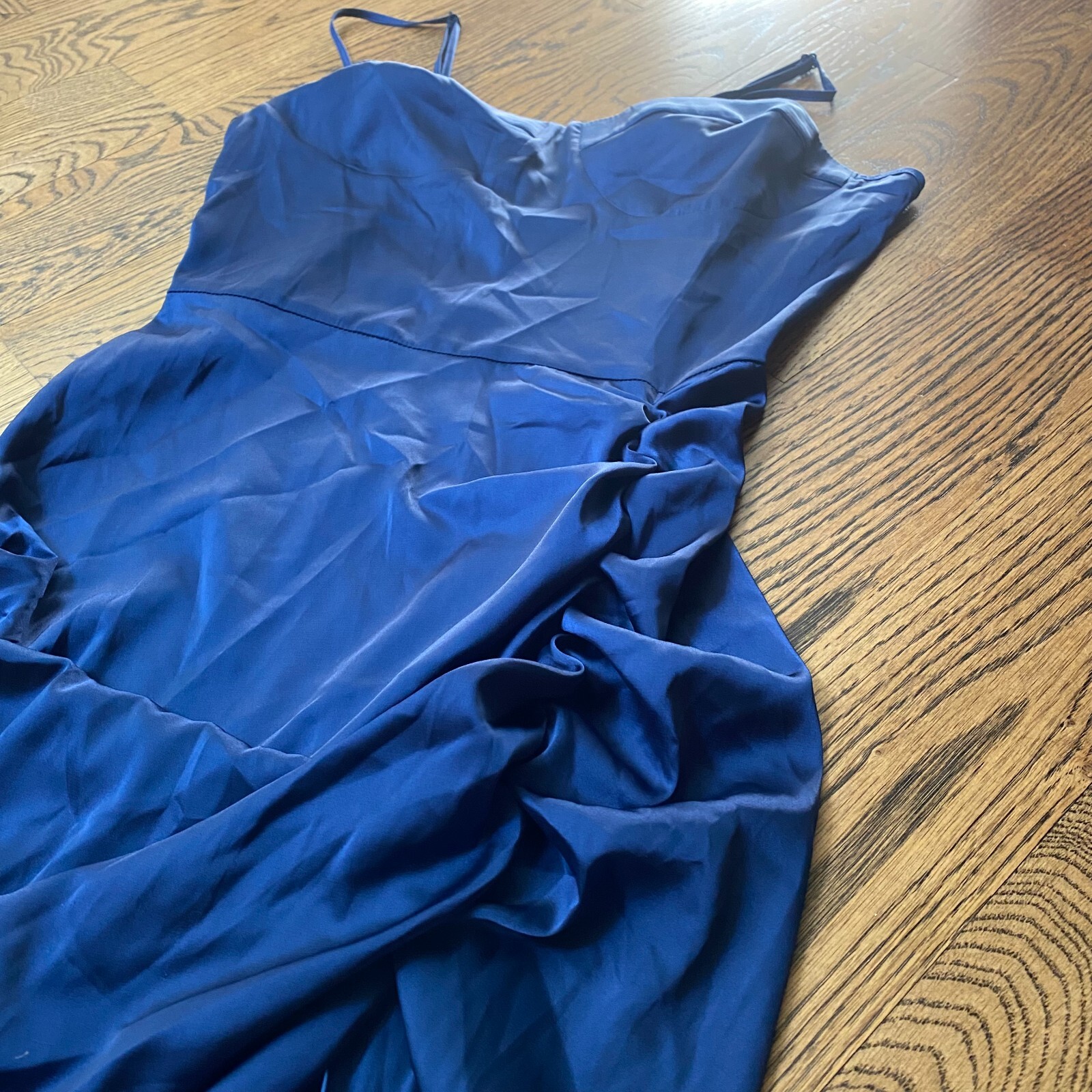 NWT Cider Illusion Ruched Satin Assymetrical Formal Dress