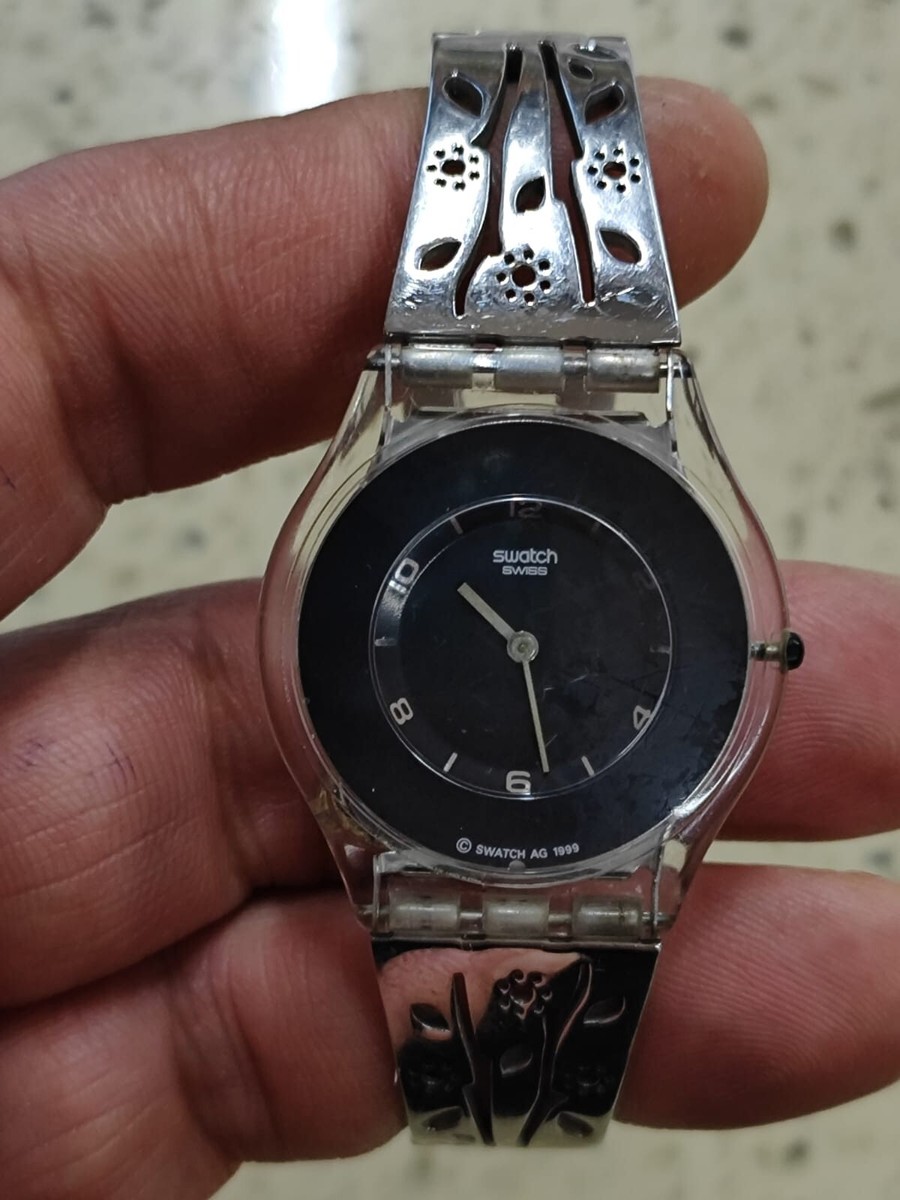 中古 ヴィンテージ Swatch Skin AG 1999 SFB107 1999 Swatch Skin Noir de Chine SFB107 Watch | Black Swiss