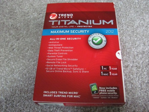 Brand New Trend Micro Titanium "Maximum Security" (2012) [1 PC/1 Mac (1 Year)